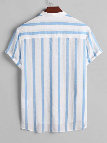 Striped Button Collar Shirt And Shorts - Grafton Collection