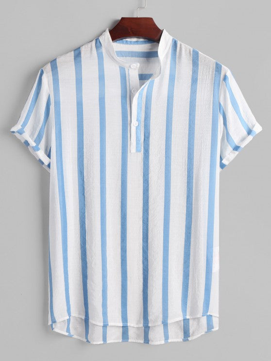 Striped Button Collar Shirt And Shorts - Grafton Collection