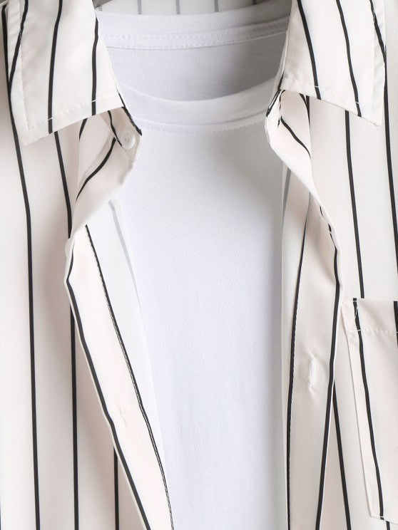 Vertical Stripes Shirt and Shorts Set - Grafton Collection