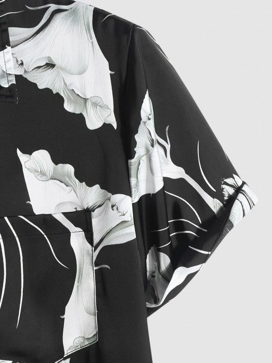 Floral Silky Vacation Shirt And Bermuda Shorts Set - Grafton Collection