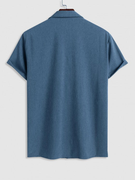 Lapel Collar Shirt And Basic Shorts Set - Grafton Collection