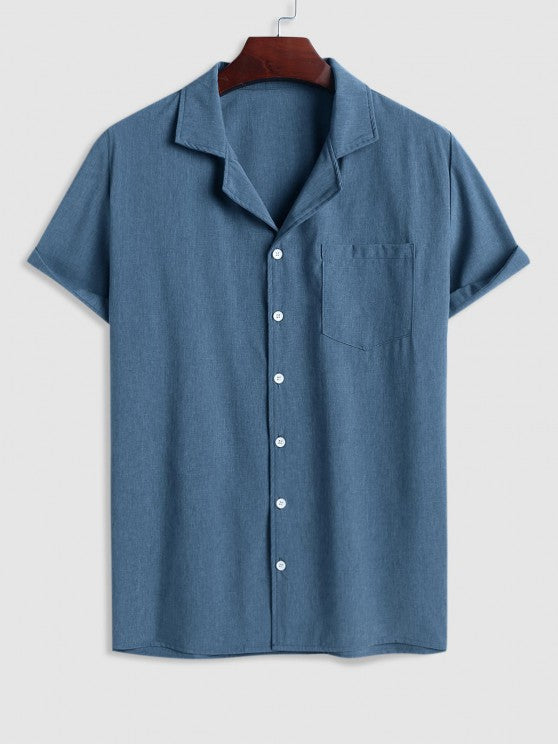 Lapel Collar Shirt And Basic Shorts Set - Grafton Collection