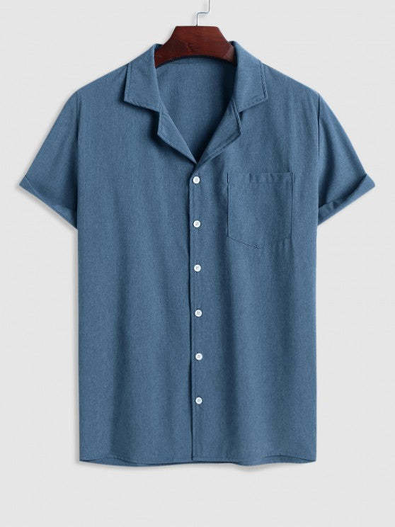Lapel Collar Shirt And Basic Shorts Set - Grafton Collection