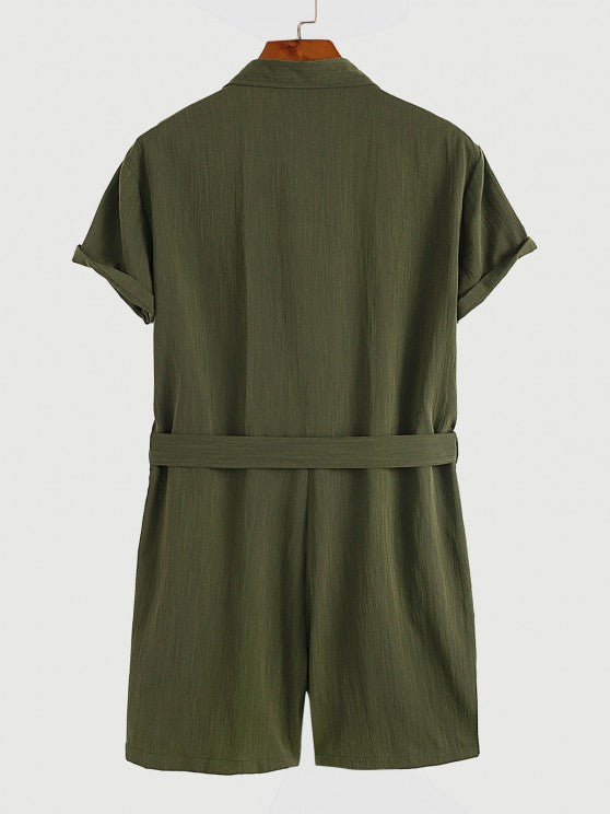 Solid Color Zip Up Turndown Rompers - Grafton Collection