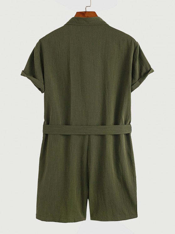 Solid Color Zip Up Turndown Rompers - Grafton Collection