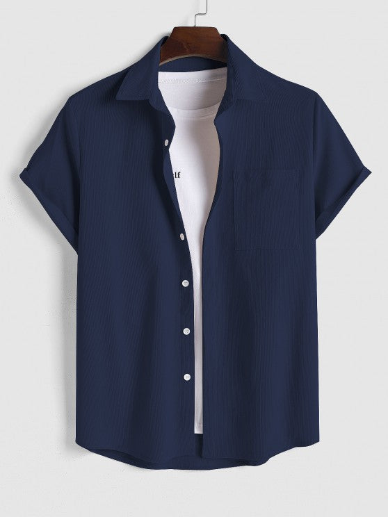 Drawstring Casual Basic Shirt And Shorts Set - Grafton Collection