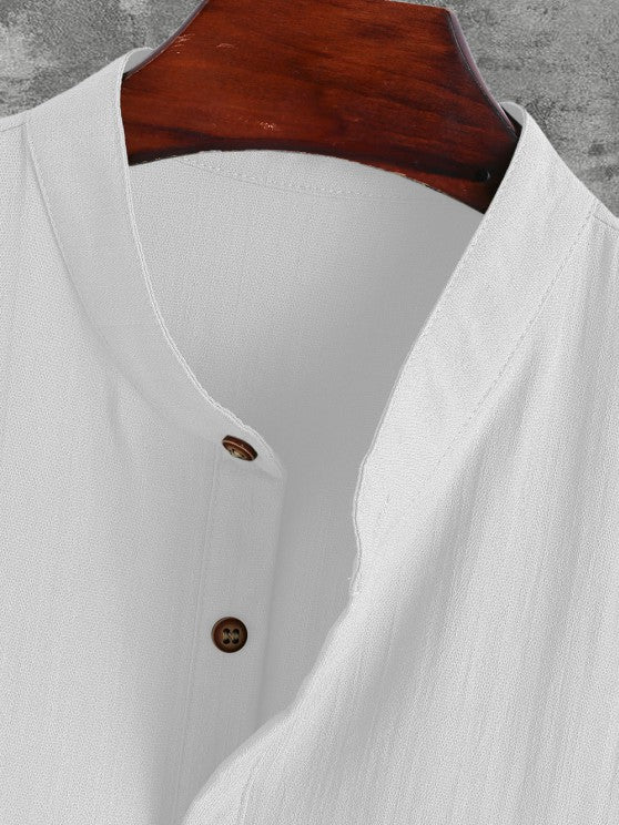 Half Button Shirt And Drawstring Shorts Set - Grafton Collection