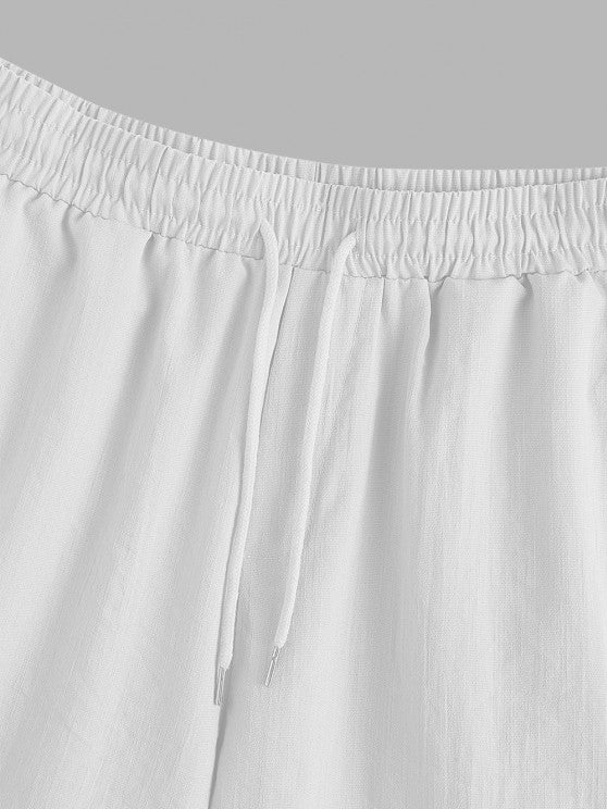 Half Button Shirt And Drawstring Shorts Set - Grafton Collection