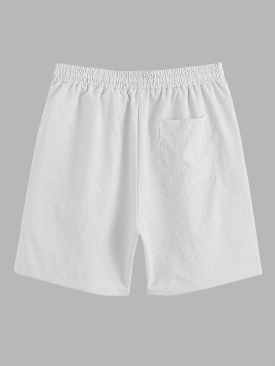 Half Button Shirt And Drawstring Shorts Set - Grafton Collection