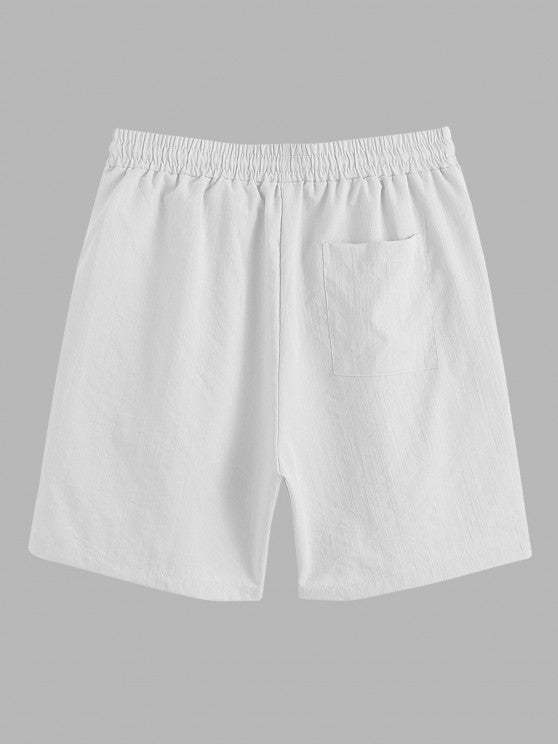 Half Button Shirt And Drawstring Shorts Set - Grafton Collection