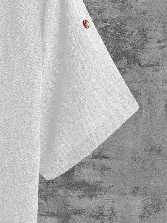 Half Button Shirt And Drawstring Shorts Set - Grafton Collection