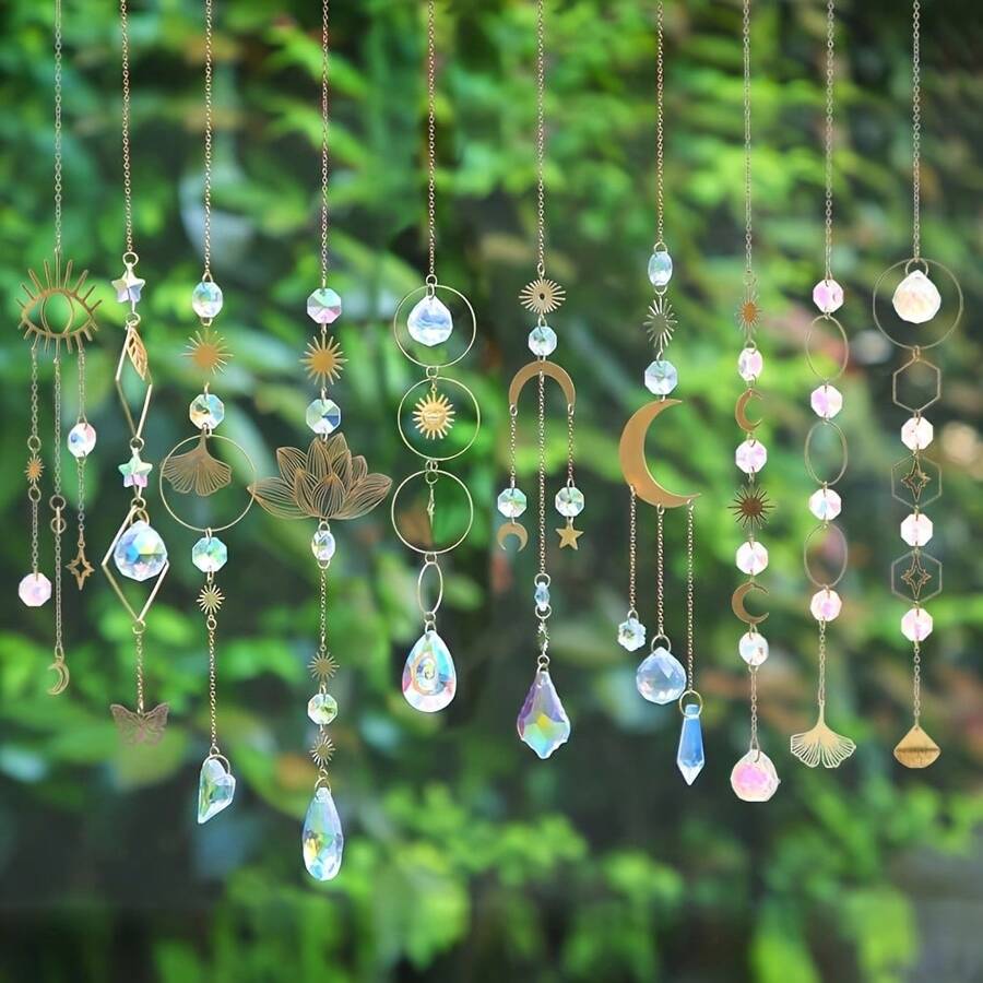 10 Piece Lotus Crystal Suncatcher Set