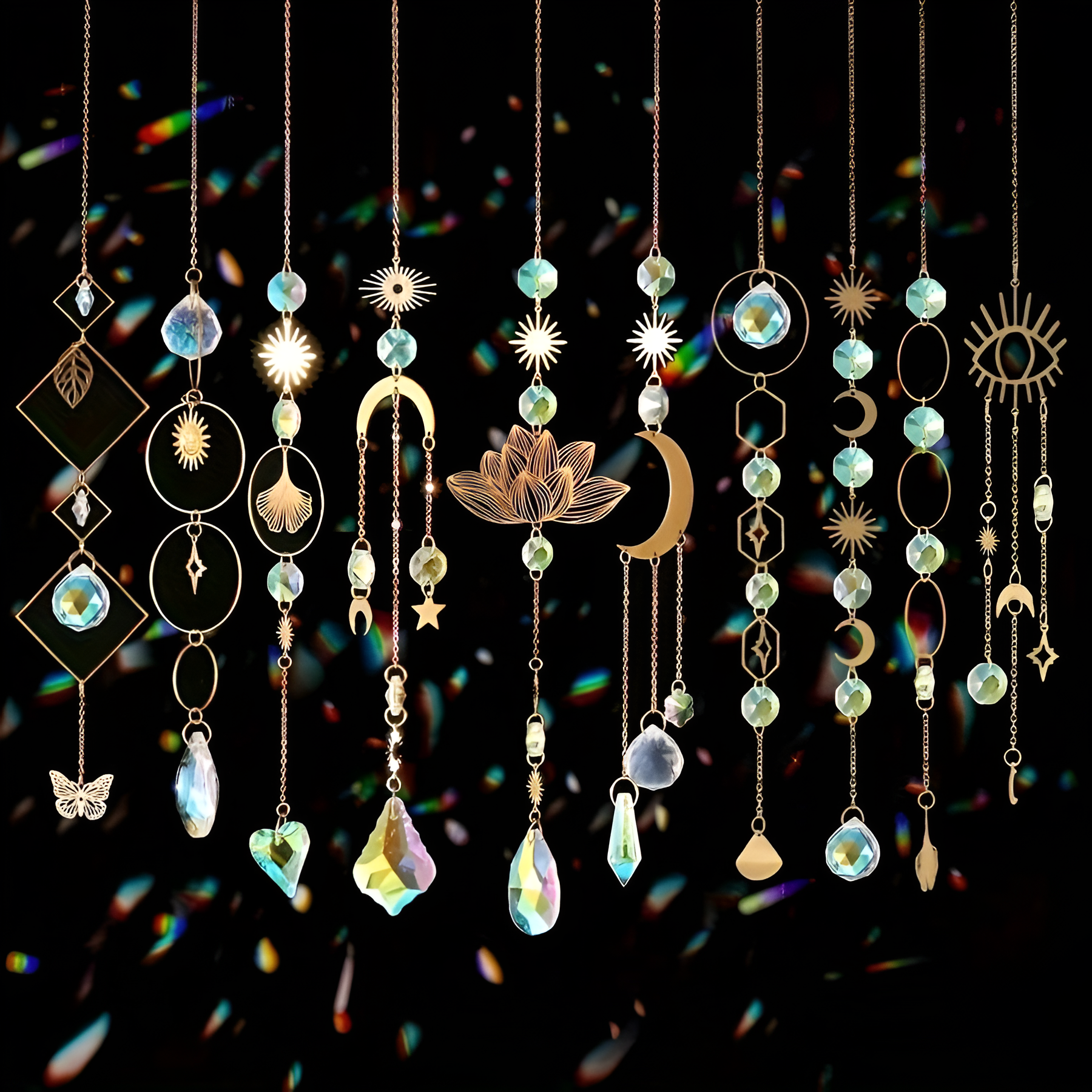 10 Piece Lotus Crystal Suncatcher Set