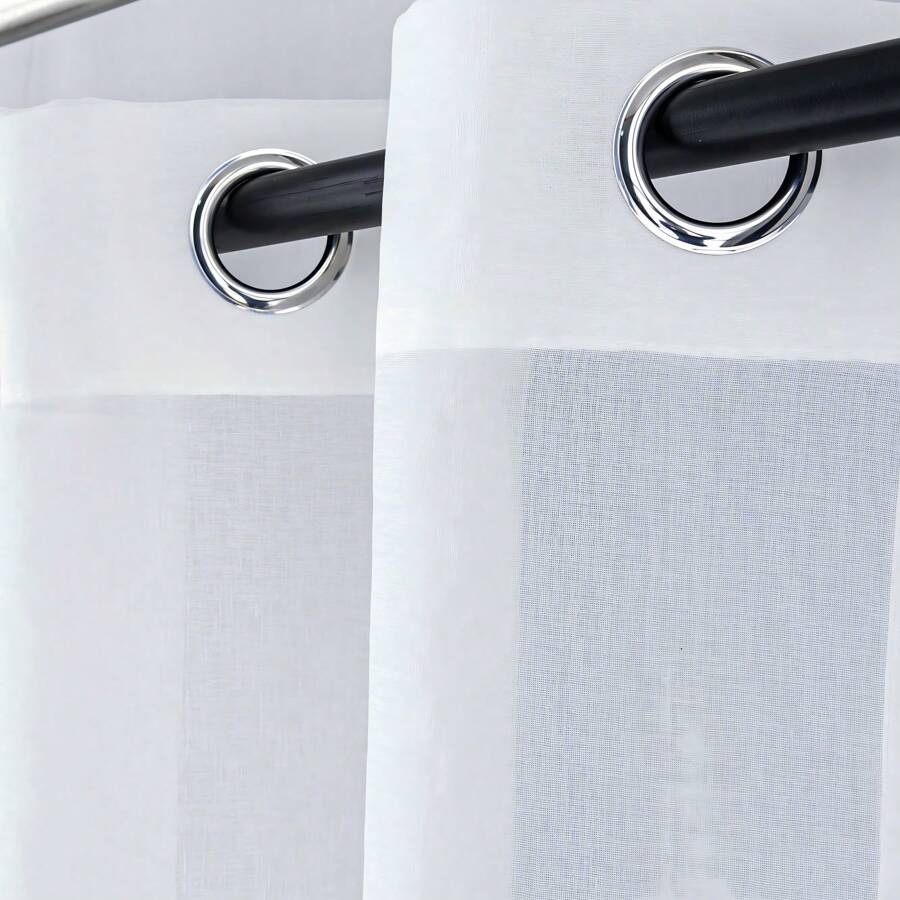2 Pieces Of White Waterproof Outdoor Transparent Curtains