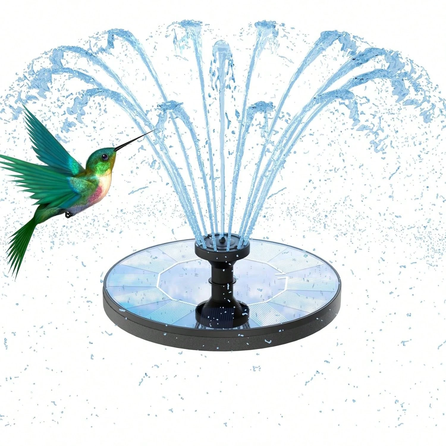 Solar Powered Floating Water Fountain With 6 Nozzles For Outdoor Decoration