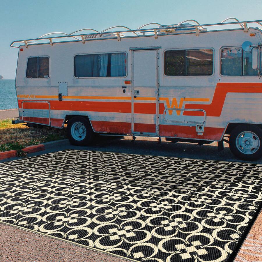 Premium Outdoor Rug Waterproof 5x7 FT, Non-Slip Heavy Duty Patio Carpet For All Weather, Easy Clean PP Rug
