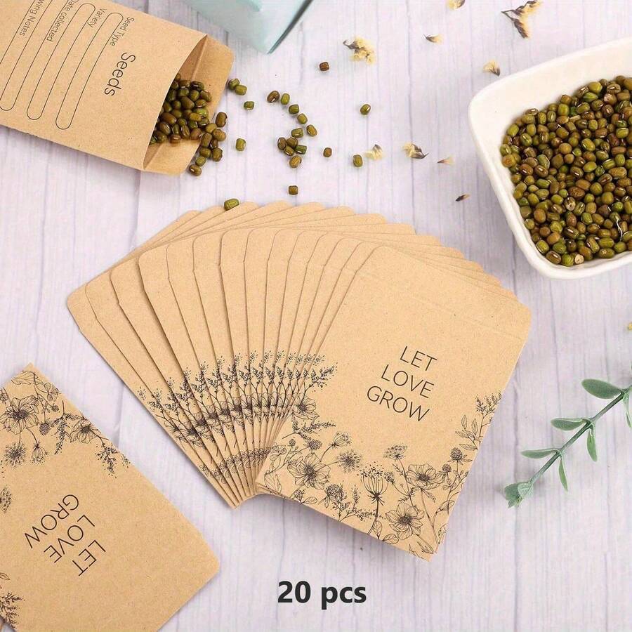 Small Kraft Paper Seed Envelopes With Preprinted Template For Storage And Organizer