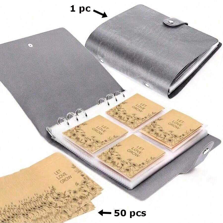 50pcs Kraft Seed Envelopes With Binder Pocket Set