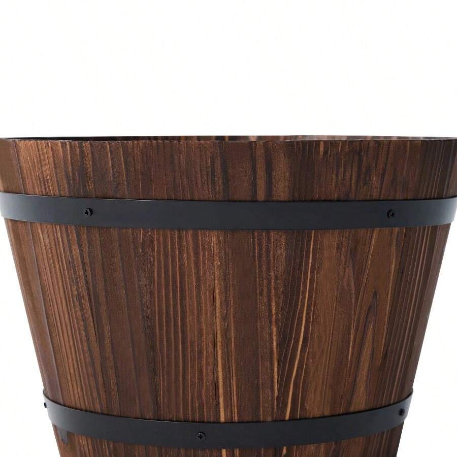 Wood Whiskey Barrel Planter With Drainage For Garden And Yard