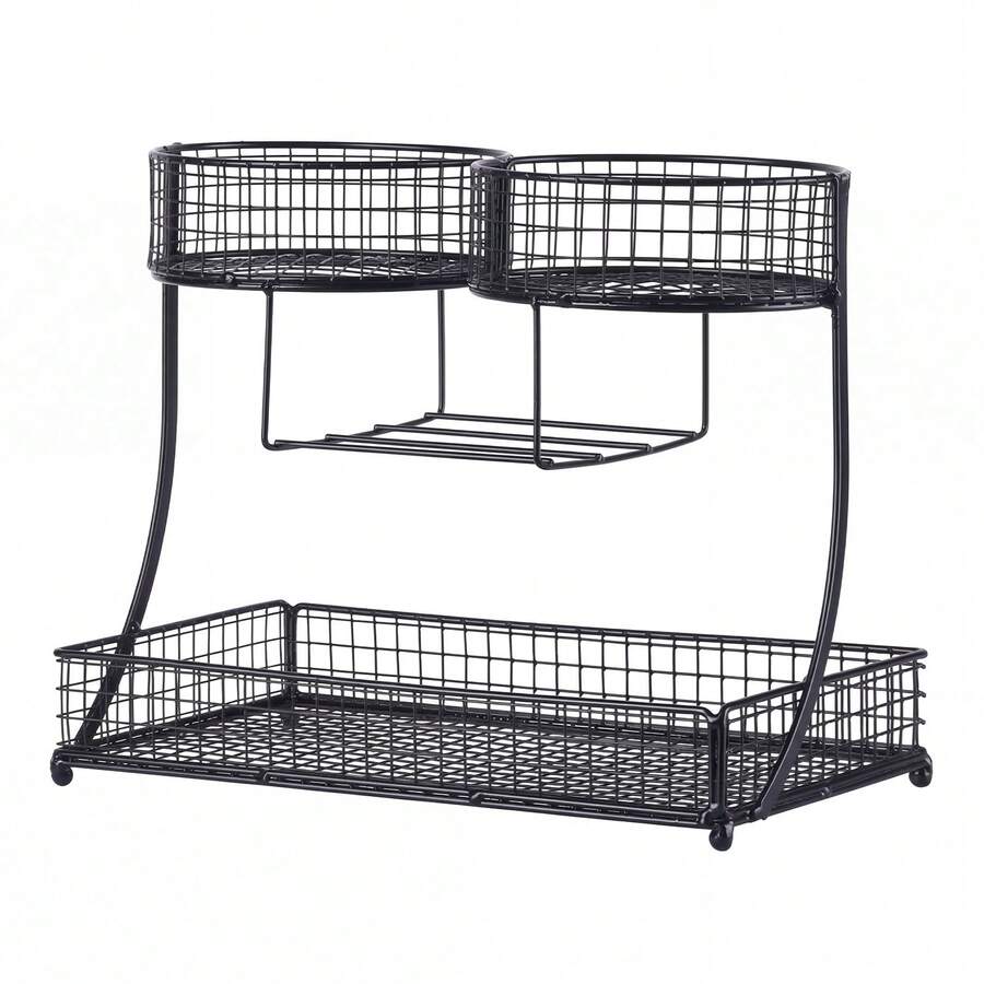 3 Tier Metal Fruit Basket Stand Rack For Kitchen And Dining