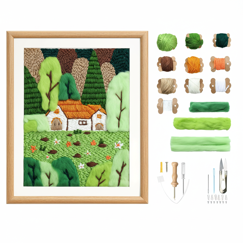Punch Needle Textile Wall Art Set