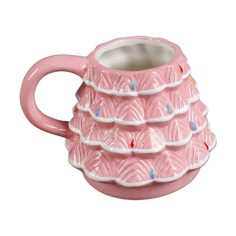 18oz Ceramic Reusable Christmas Tree Mug With Handle