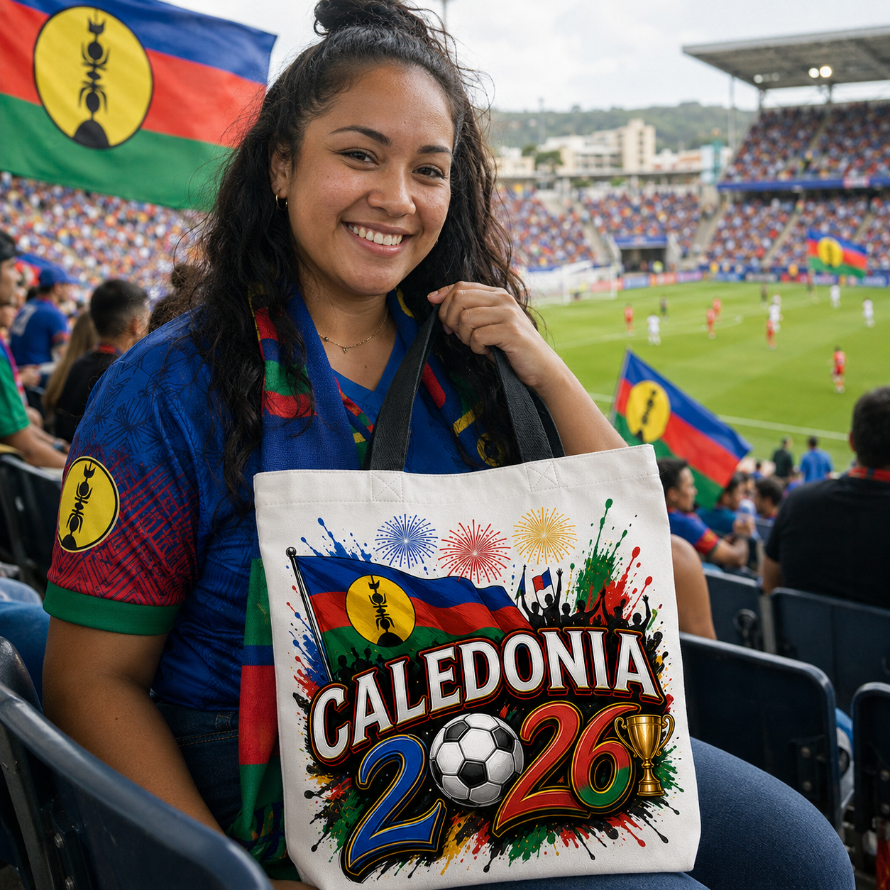 World Cup 2026 Caledonia Graphic Printed Football Supporter Tote Bag
