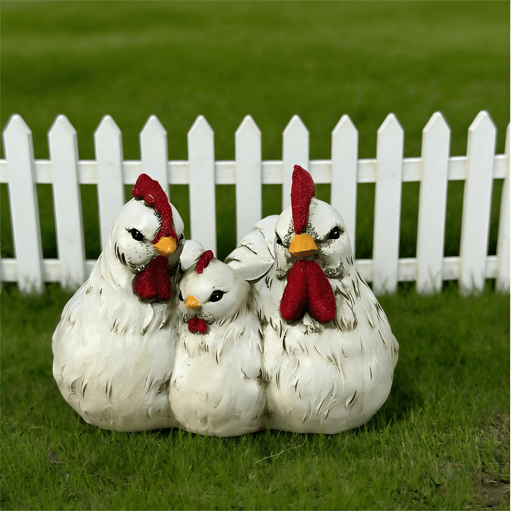 Rooster And Hen Family Planter For Garden Decor
