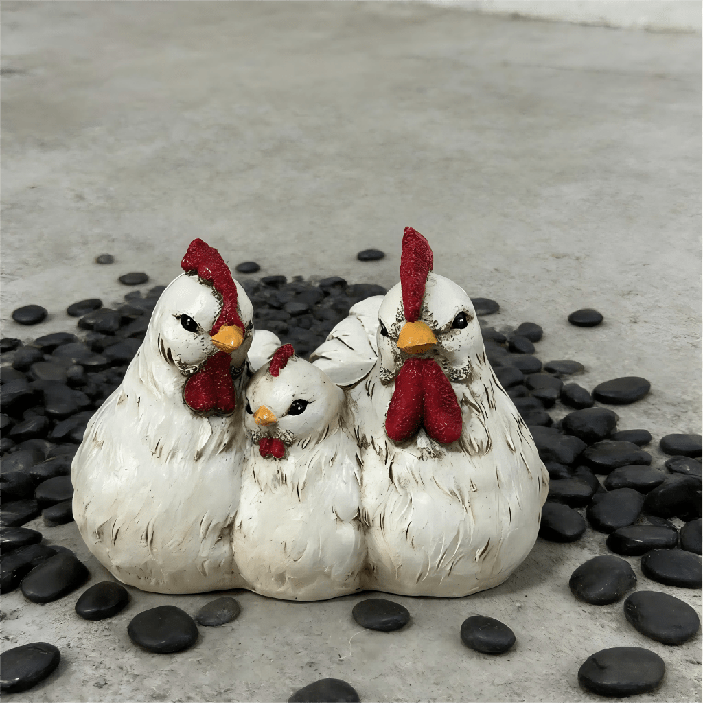 Rooster And Hen Family Planter For Garden Decor