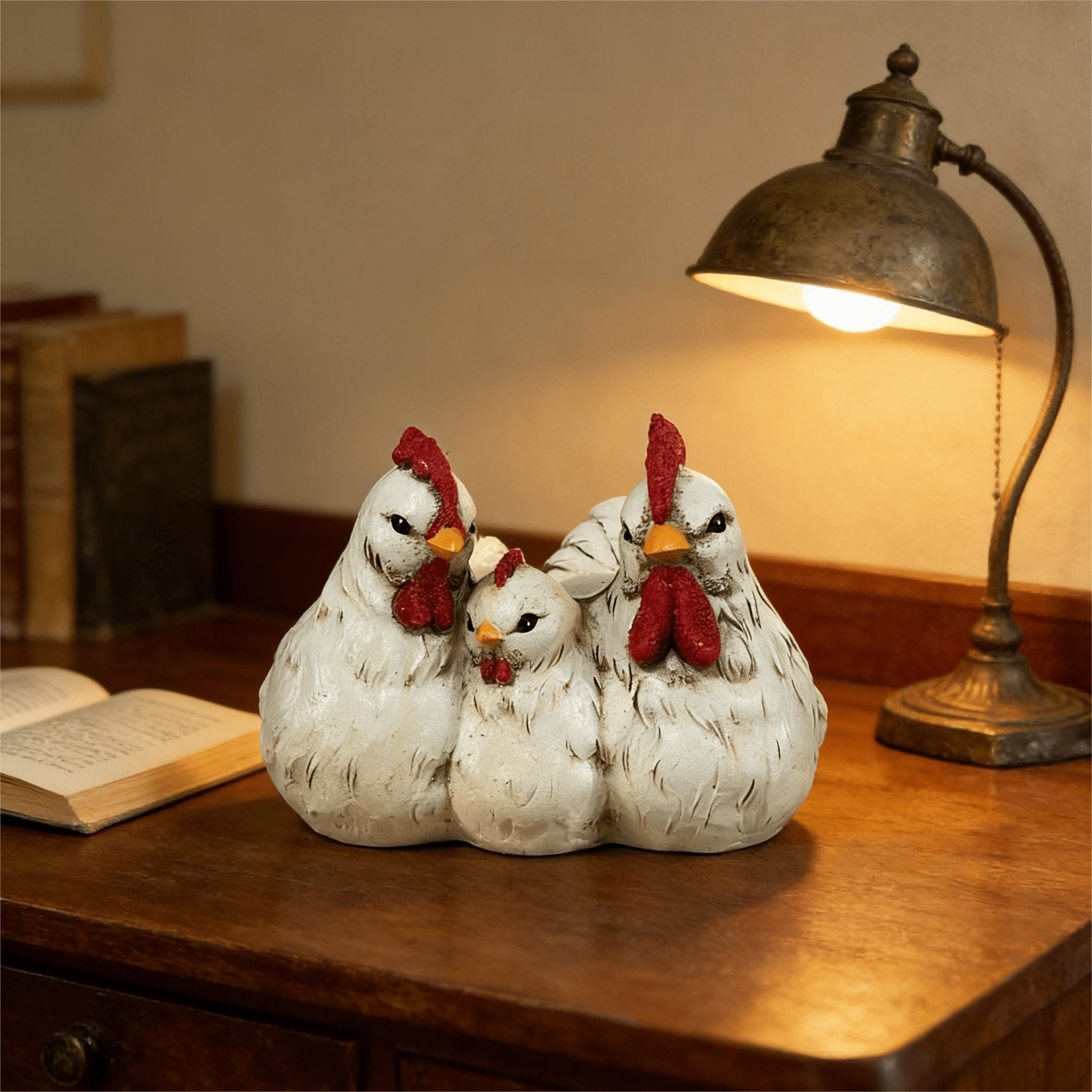 Rooster And Hen Family Planter For Garden Decor