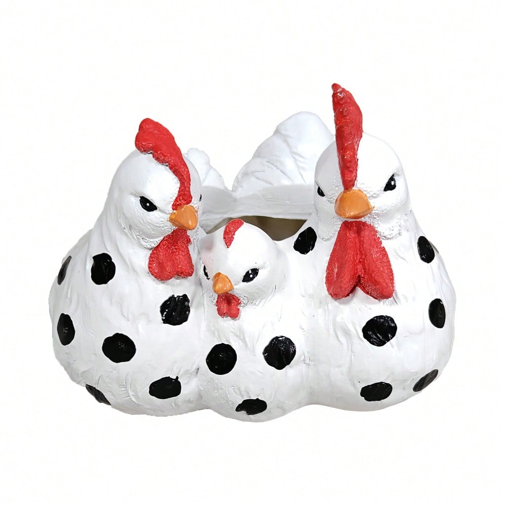 Rooster And Hen Family Planter For Garden Decor