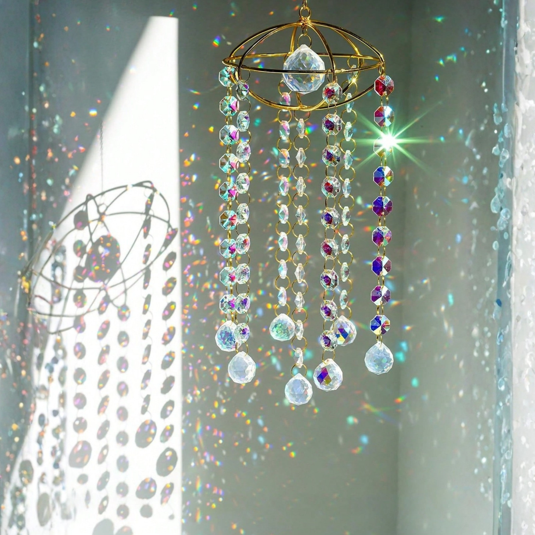 1pc Handmade Crystal Sun Catcher, Reflects Sunlight And Rainbows