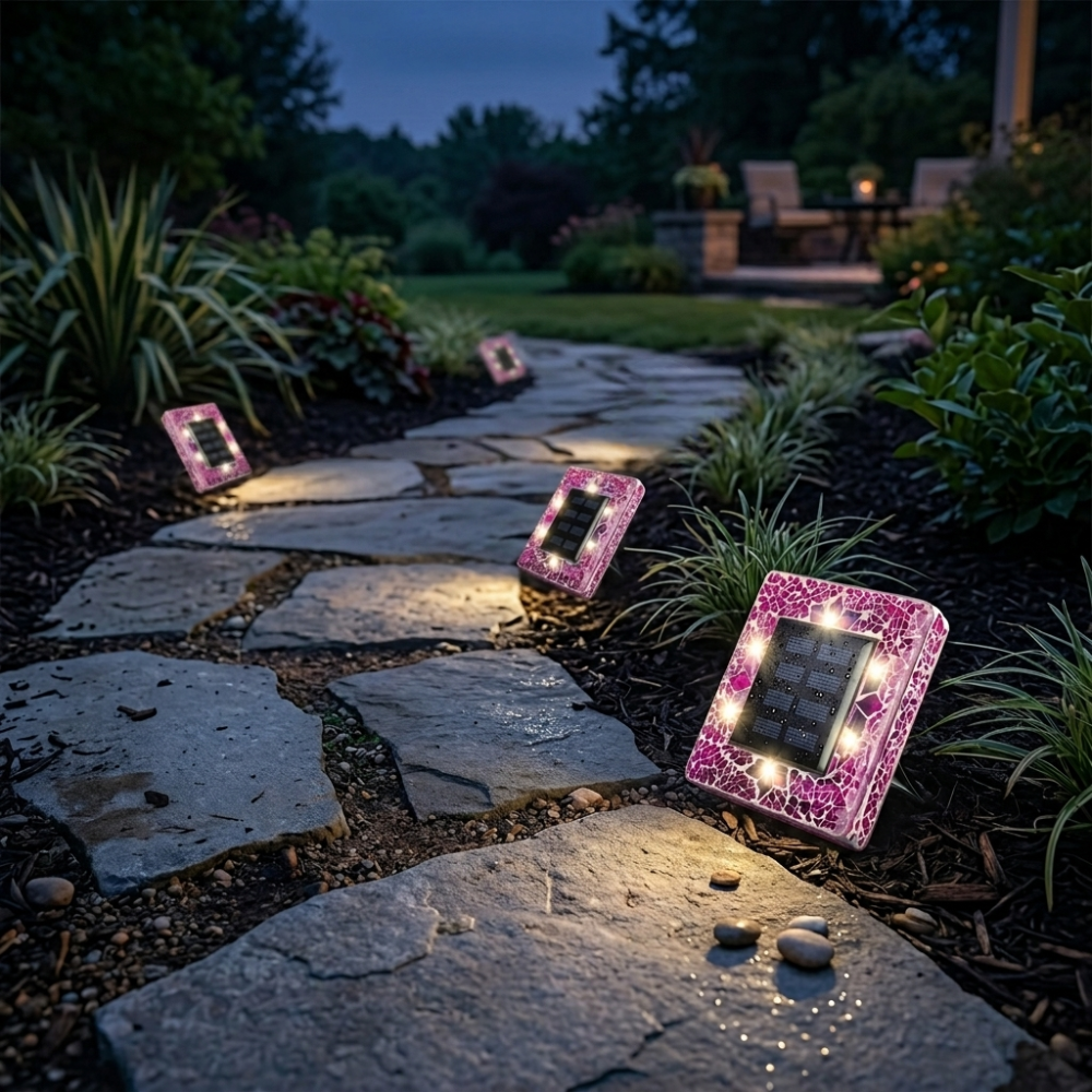 Waterproof Solar LED Mosaic Disk Design Lights For Pathway Decoration