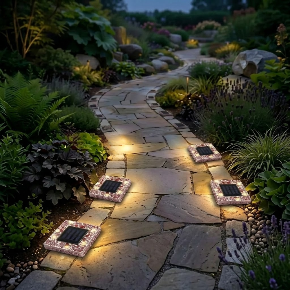 Waterproof Solar LED Mosaic Disk Design Lights For Pathway Decoration