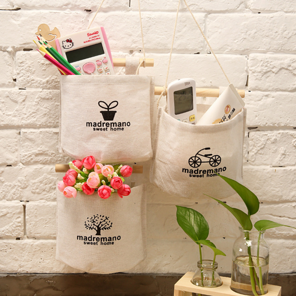 Japanese Simple Cotton & Linen Single Pocket Storage Bag - Grafton Collection