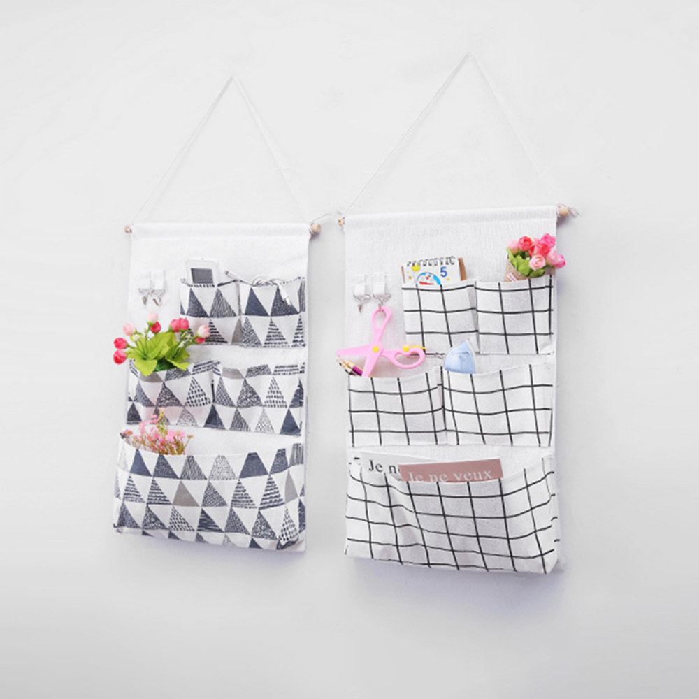 Five Pocket Cotton & Linen Hanging Storage Bag - Grafton Collection