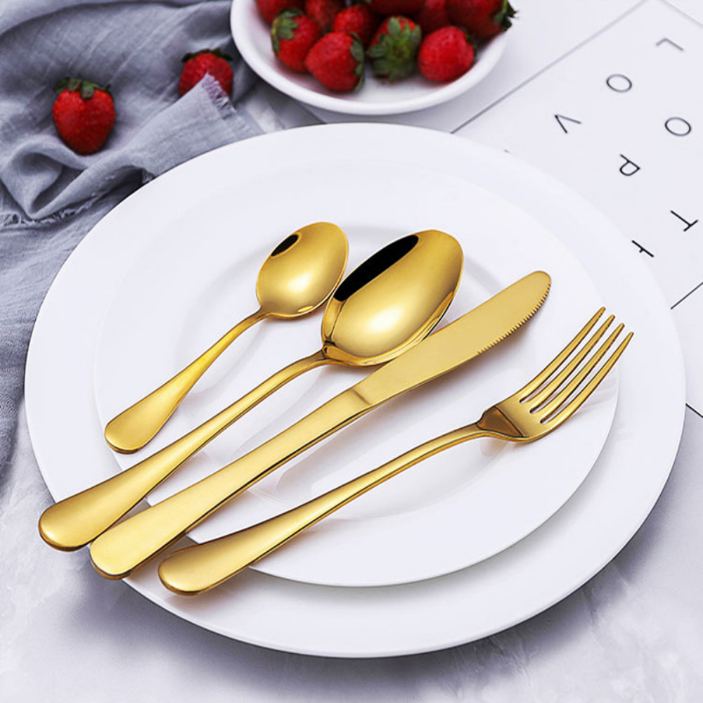 Luxury Golden 16Pcs Stainless Steel Flatware Set - Grafton Collection