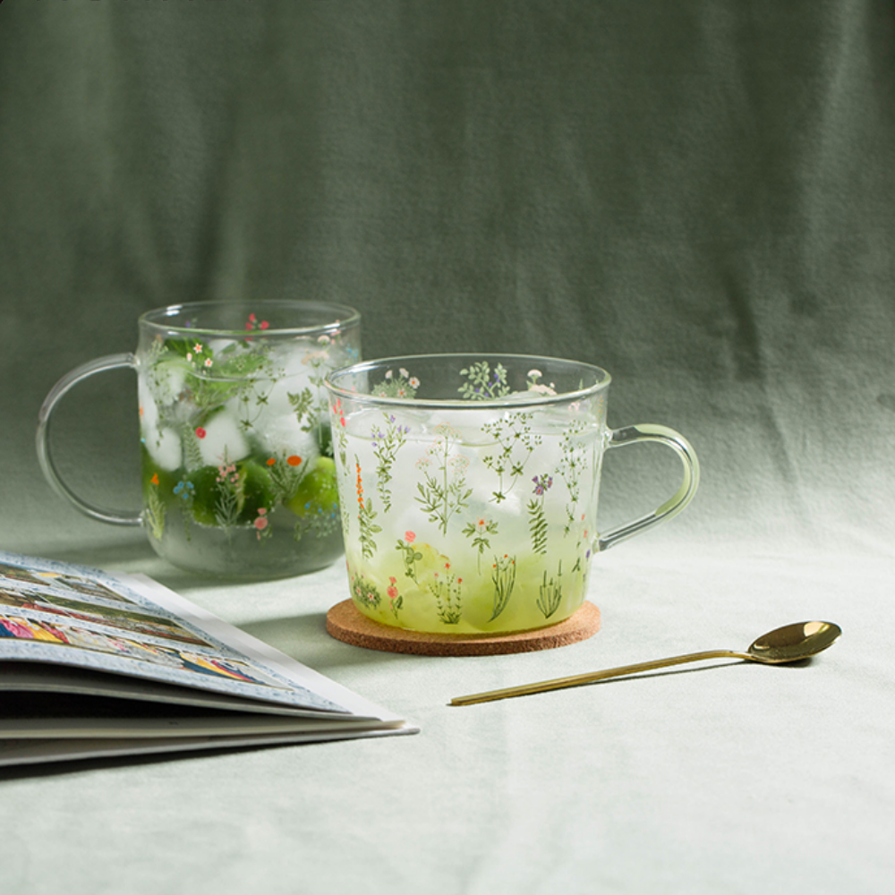 Floral Pattern Glass Mugs - Grafton Collection