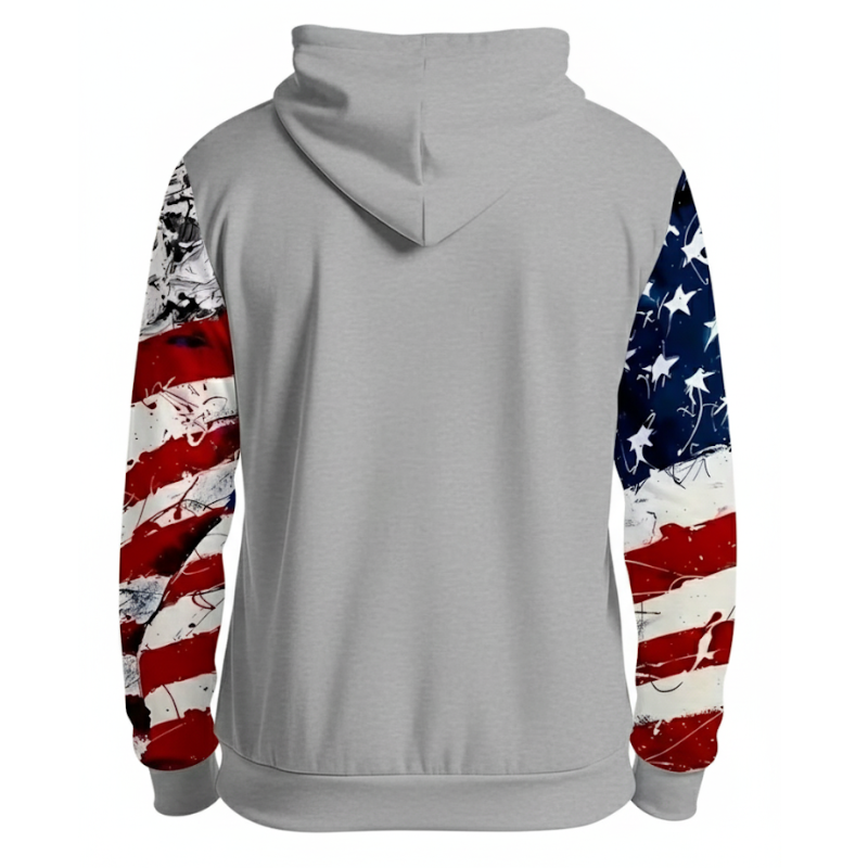 Men Patriotic American Flag Print Hoodie