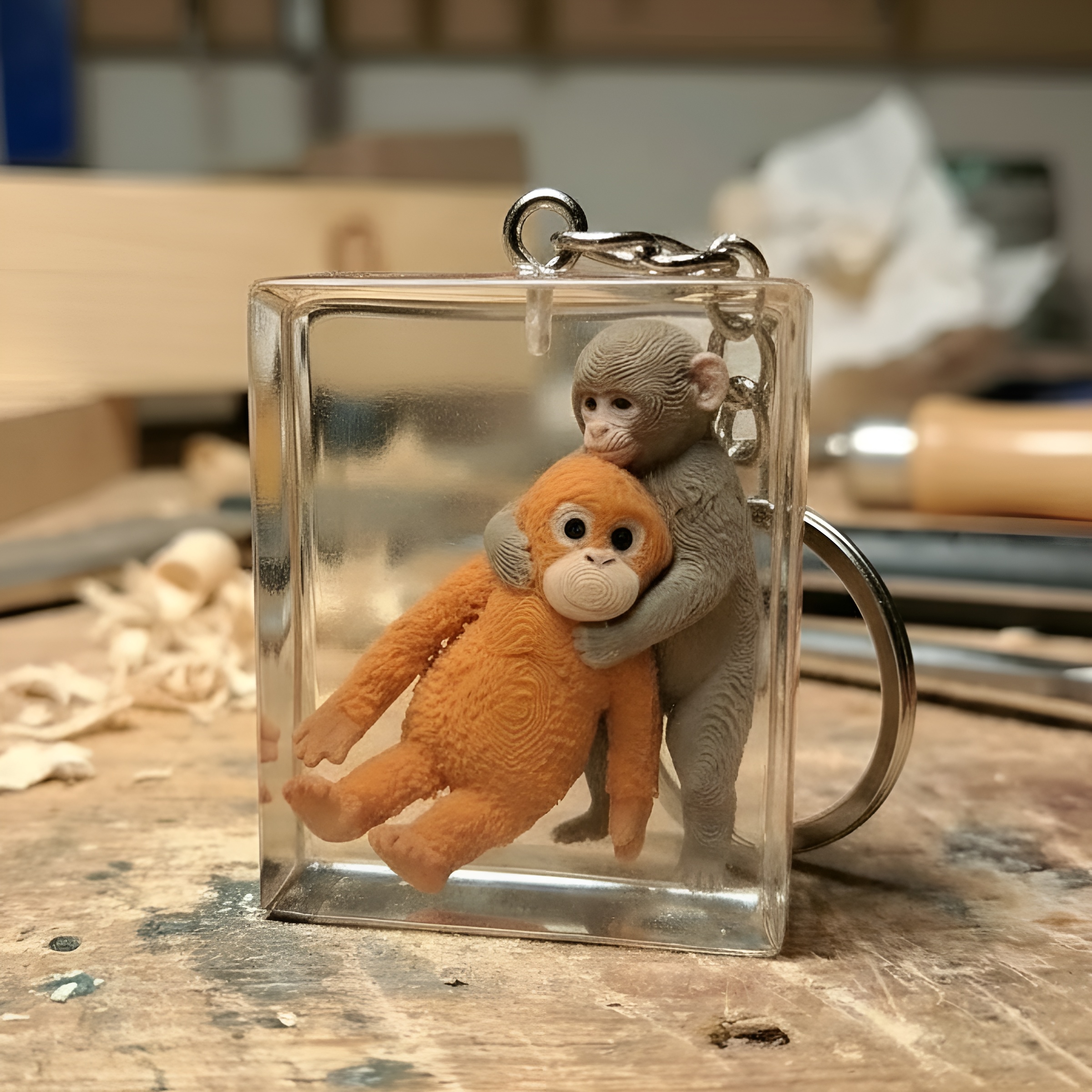 3D Animal Resin Acrylic Cube Keychain
