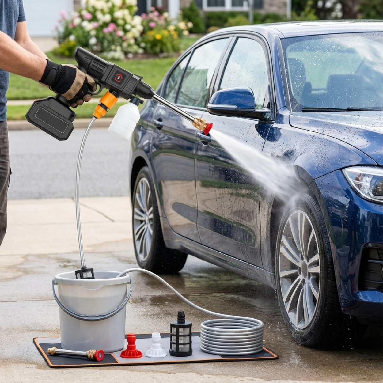 Battery Powered Cordless Pressure Washer With Adjustable Spray Nozzle