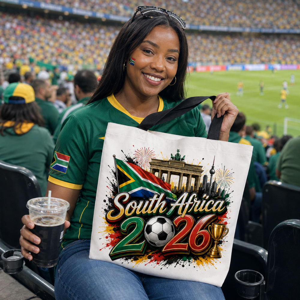 World Cup 2026 South Africa Graphic Printed Football Supporter Tote Bag