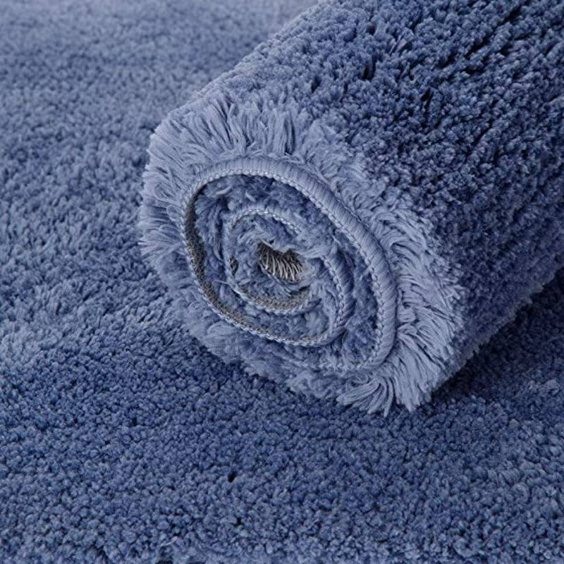 Blue Bathroom Rug Non Slip Bath Mat - Water Absorbent Soft Microfiber Shaggy Bathroom Mat Machine Washable Bath Rug for Bathroom Thick Plush Rugs for Shower - Grafton Collection