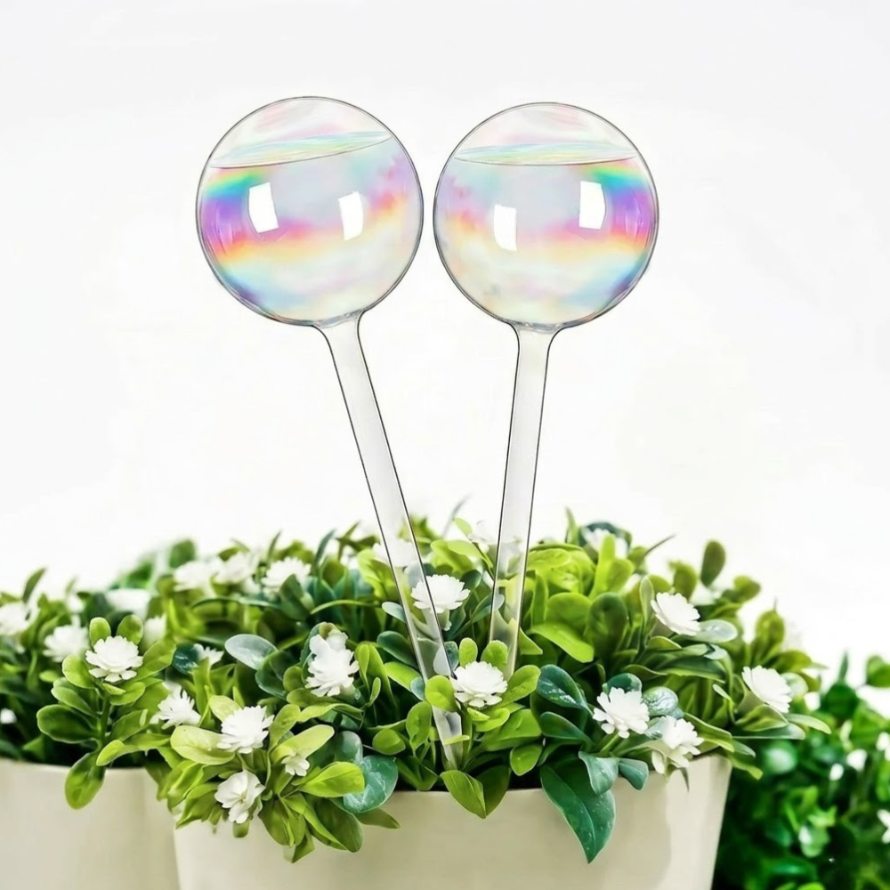Rainbow Glass Self Watering Device Laser Round Watering Globe For Indoor Outdoor Plants