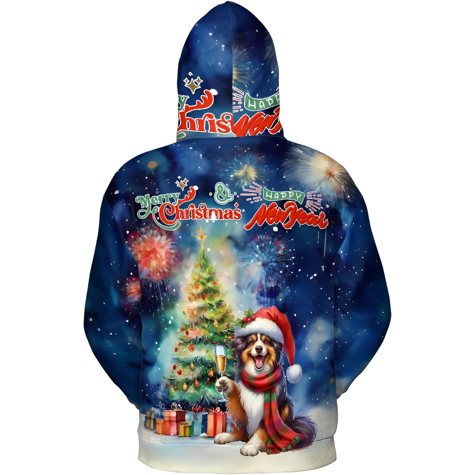 Christmas New Year Santa Dog Holiday Hoodie