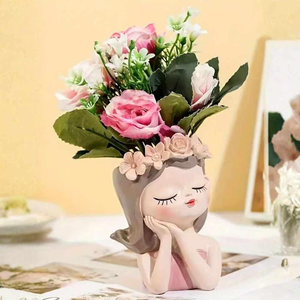 Creative Girl Sleeping Pose Figurines Flowerpot For Garden Decoration