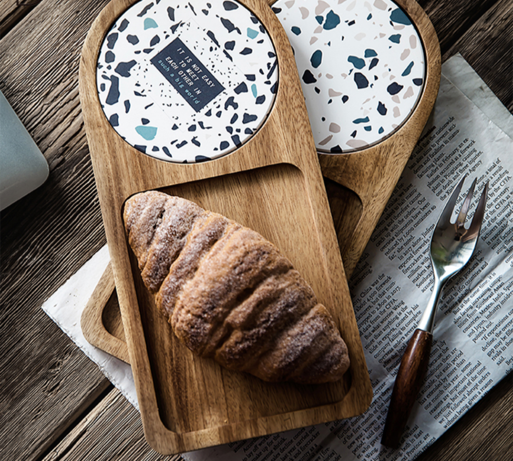 Japanese Style Acacia Wood Afternoon Tea Dessert Plate - Grafton Collection