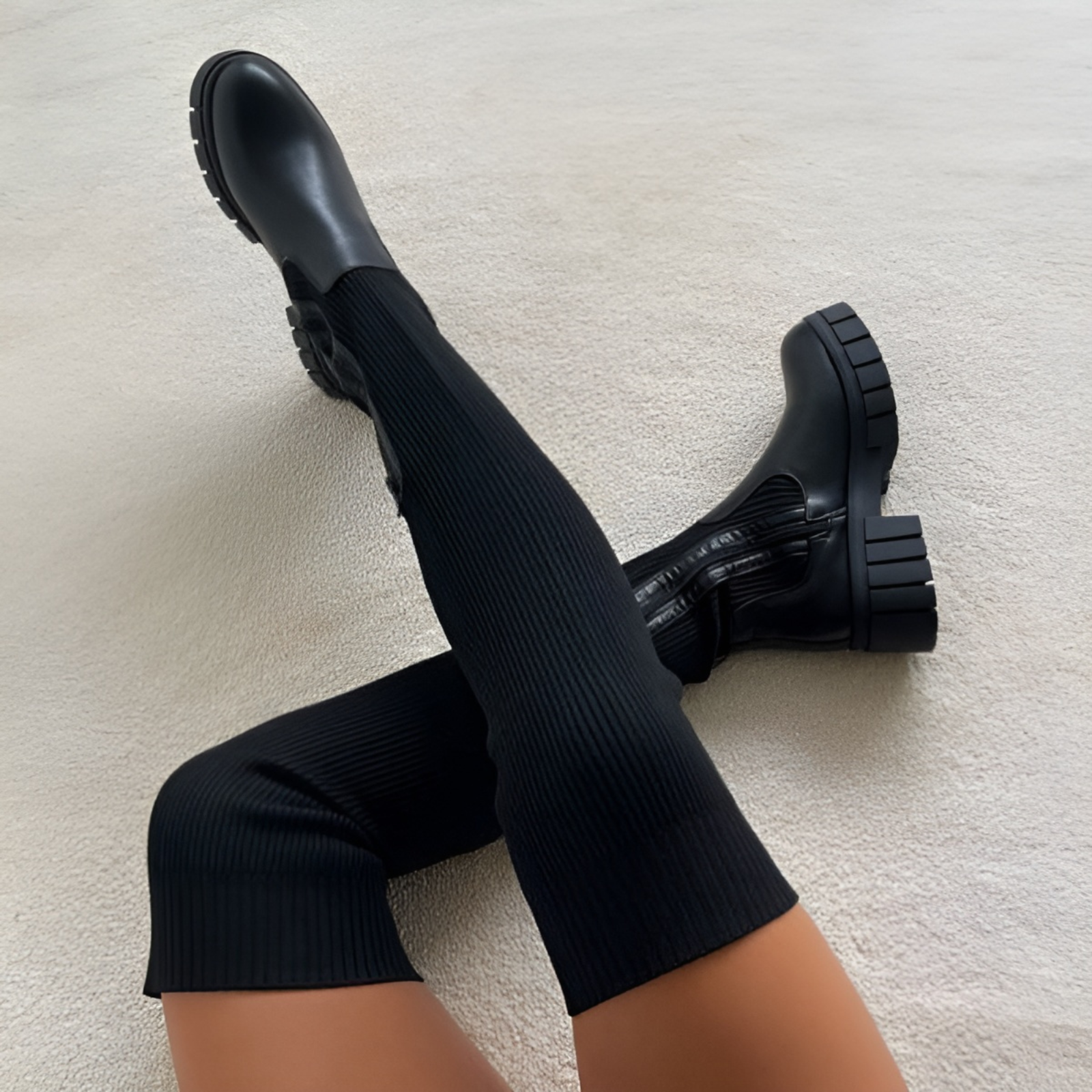 Caprice Stretch Mesh Over The Knee Boots
