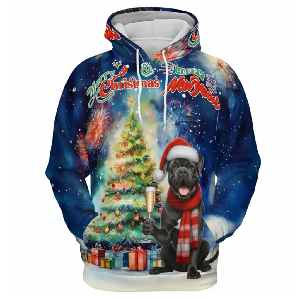 Allover Christmas Dog Print Hoodie