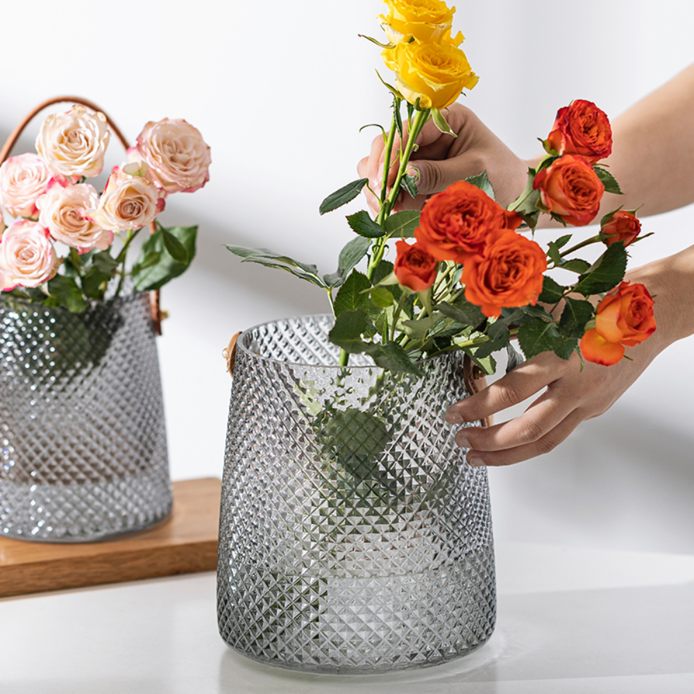 Vase With Leather Handle - Grafton Collection